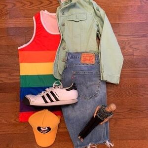 TERRITORY AHEAD JEAN DENIM JACKET MINT GREEN MEDIUM PETITE